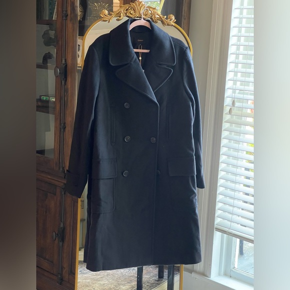 Quince NWT Black Italian Wool Double-Breasted Officer Topcoat - Picture 4 of 15